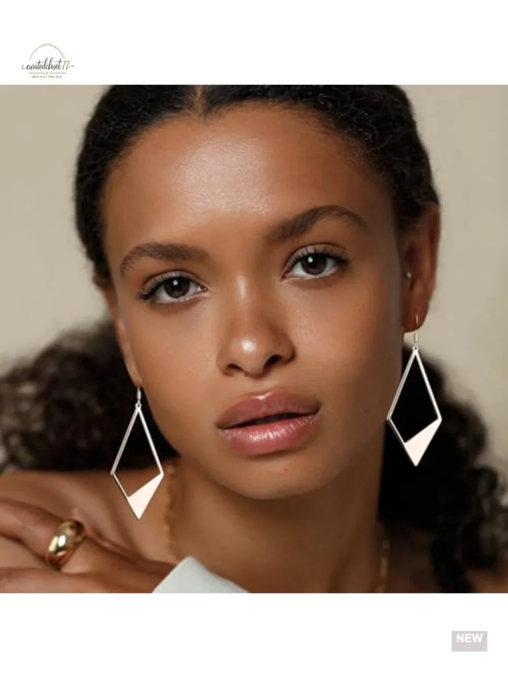 Hypoallergenic Silver Dangle Earrings Leverback Hook Rhombus Statement
